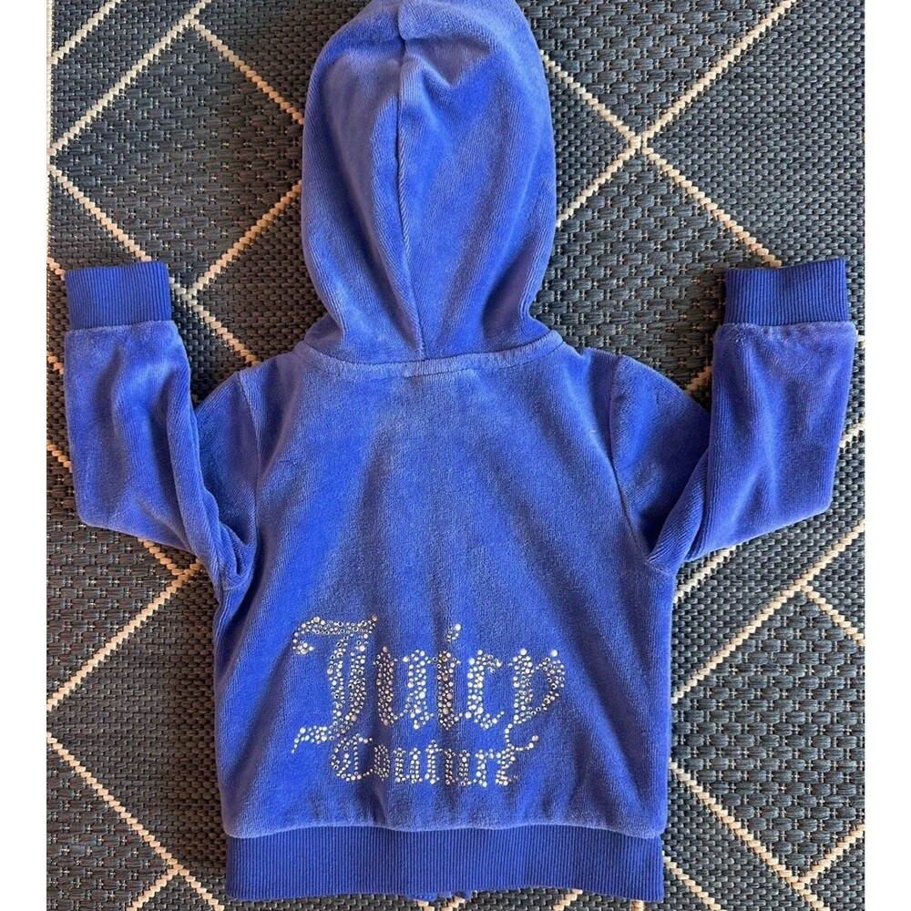 Juicy Couture Baby Girl Purple Velour Zip Jacket Y2K McBling Rhinestone 2000s 12